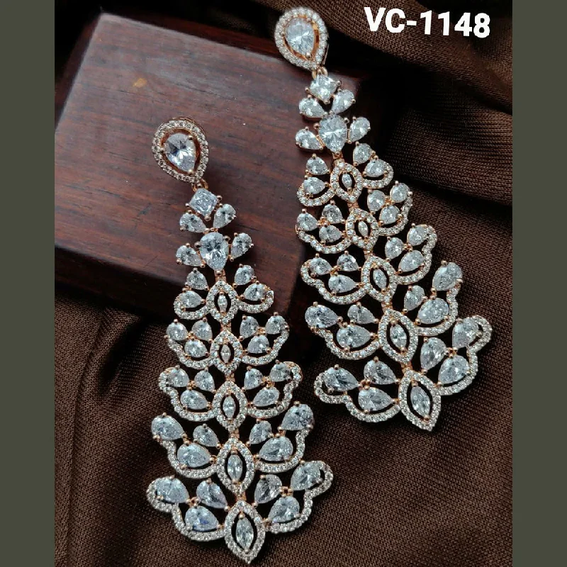 Drop Earrings with Star Motifs -Vivah Creations Gold Plated AD Stone dangler Earrings