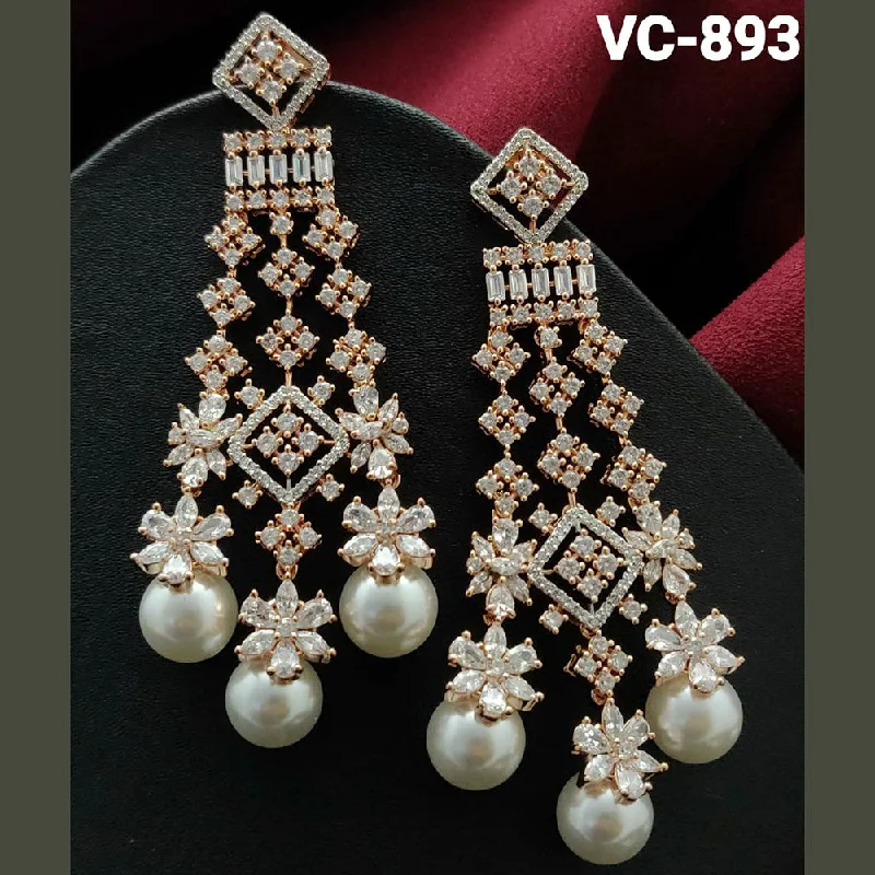 Drop Earrings for Yoga Session -Vivah Creations Gold Plated AD Stone dangler Earrings