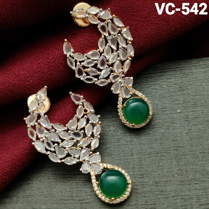 Drop Earrings with Enamel Coating -Vivah Creations Gold Plated AD Stone Dangler Earrings