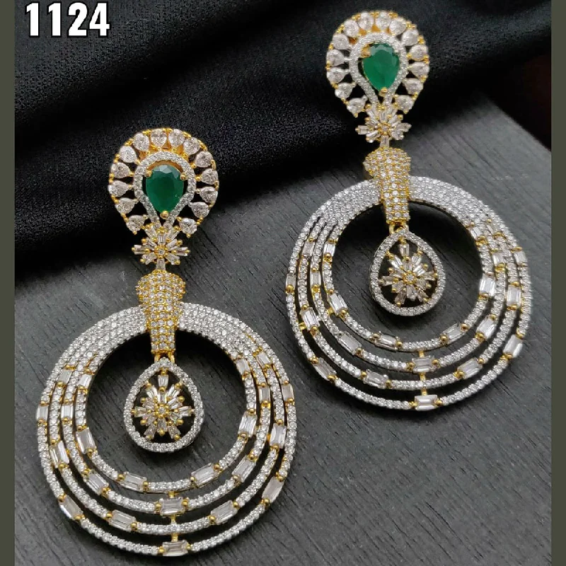 Push Back Drop Earrings for Convenience -Vivah Creations Gold Plated AD Stone Dangler Earrings