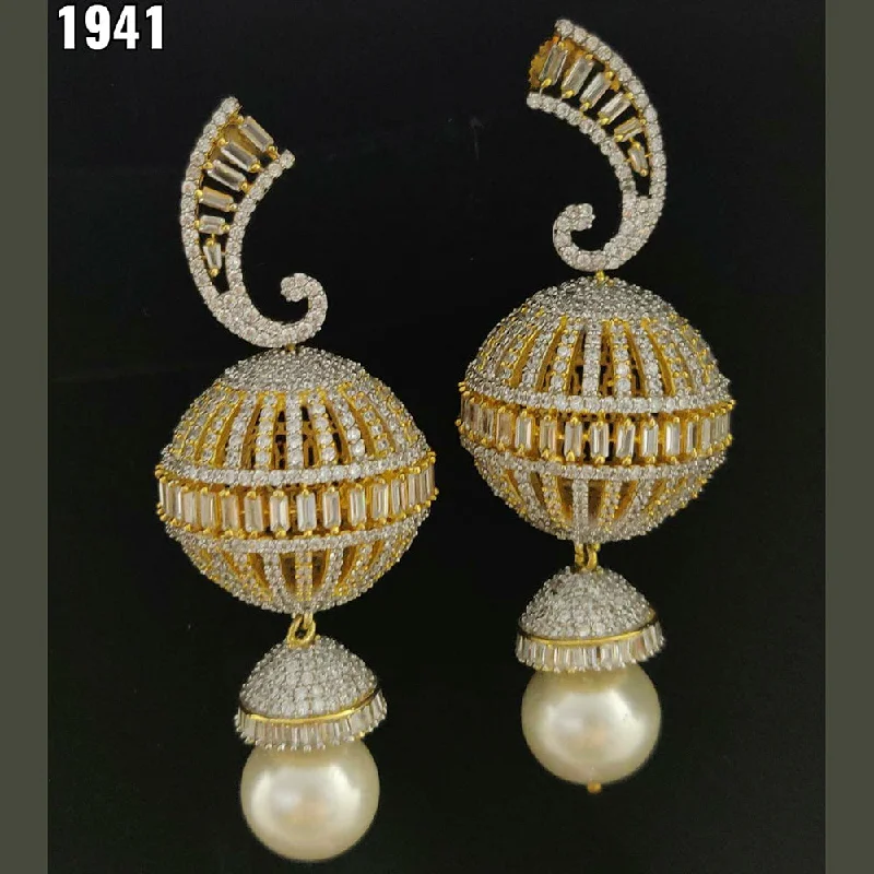 Heavy Duty Drop Earrings for Durability -Vivah Creations Gold Plated AD Stone Dangler Earrings