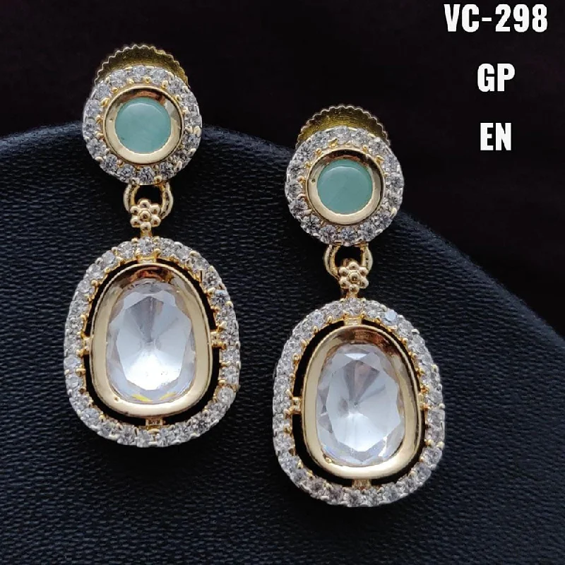 Contemporary Drop Earrings for Fashion -Vivah Creations Gold Plated AD Stone Dangler Earrings