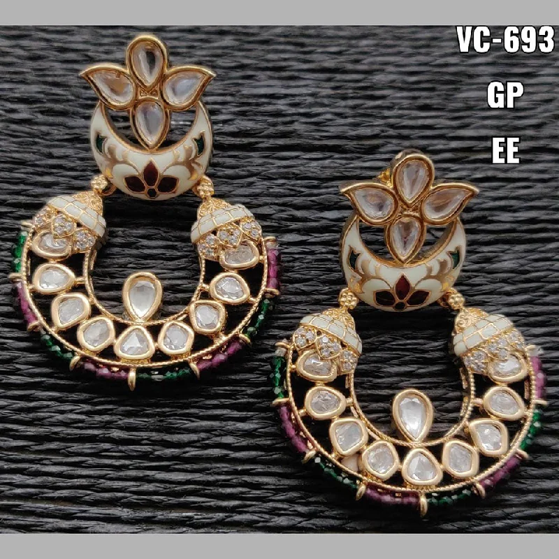 Vintage Drop Earrings with Patina -Vivah Creations Gold Plated AD Stone Dangler Earrings