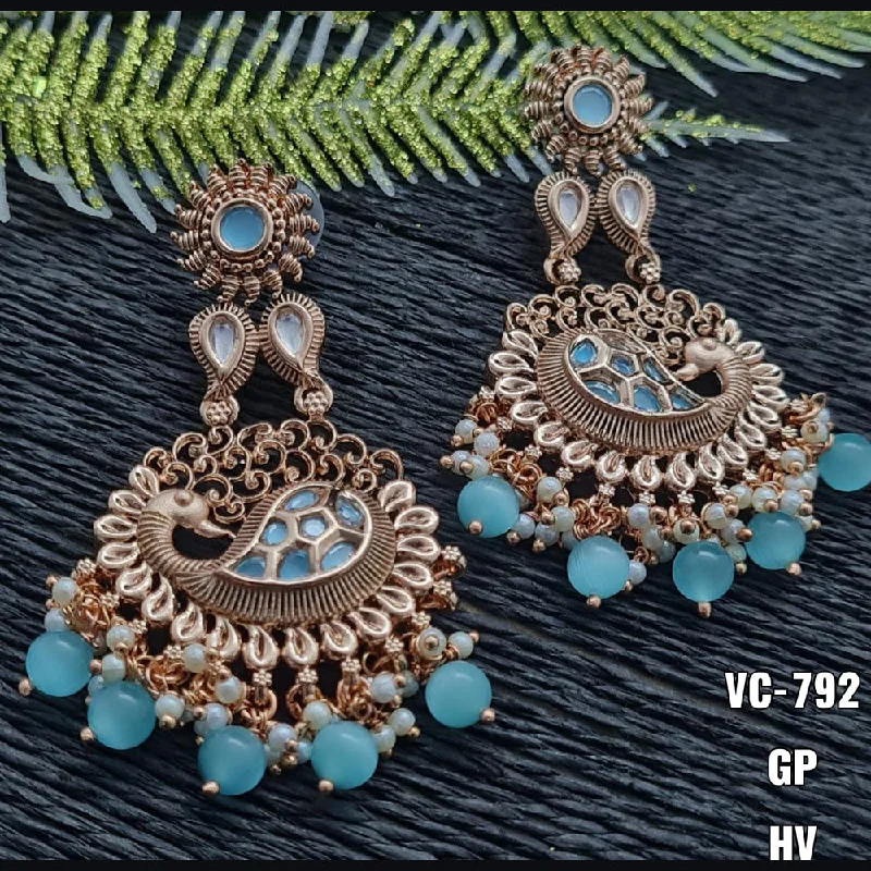 Floral Drop Earrings with Petals -Vivah Creations Gold Plated Dangler Earrings