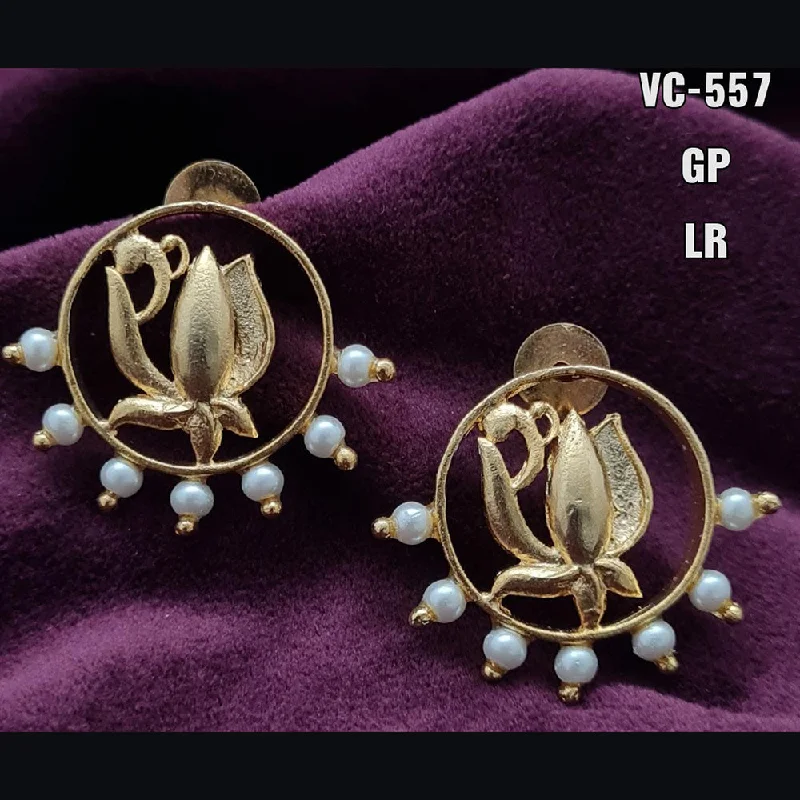 Round Drop Earrings for Classic -Vivah Creations Gold Plated Designer Dangler Earrings