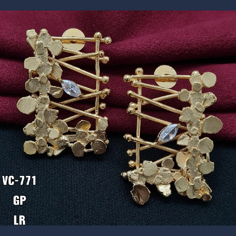 Drop Earrings with Wave Designs -Vivah Creations Gold Plated Designer Dangler Earrings