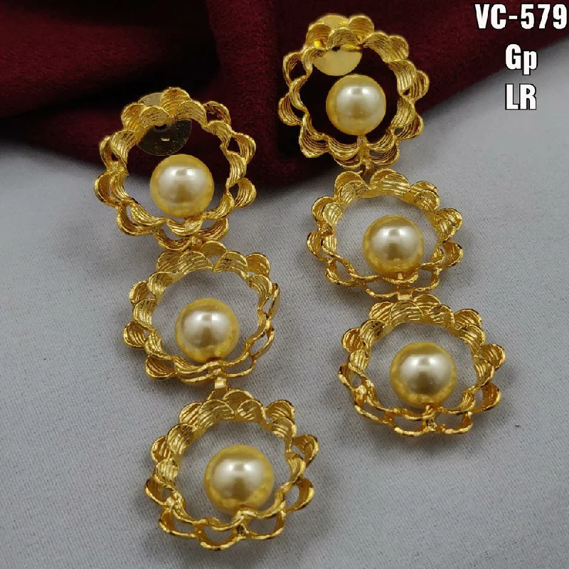 Drop Earrings with Vine Designs -Vivah Creations Gold Plated Designer Dangler Earrings