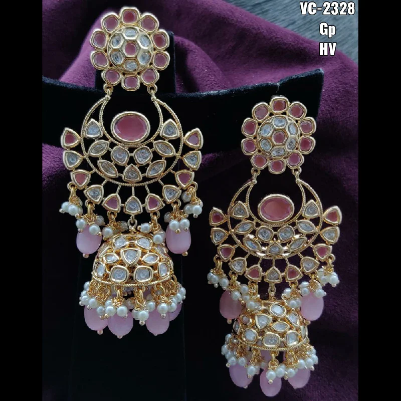 Punk Drop Earrings with Spikes -Vivah Creations Gold Plated Kundan & Beads Dangler Earrings