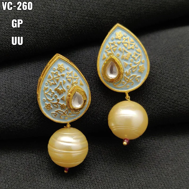 Retro Drop Earrings for Nostalgia -Vivah Creations Gold Plated Meenakari Dangler Earrings