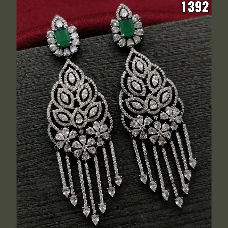 Drop Earrings with Keyhole Designs -Vivah Creations Silver Plated AD Stone dangler Earrings