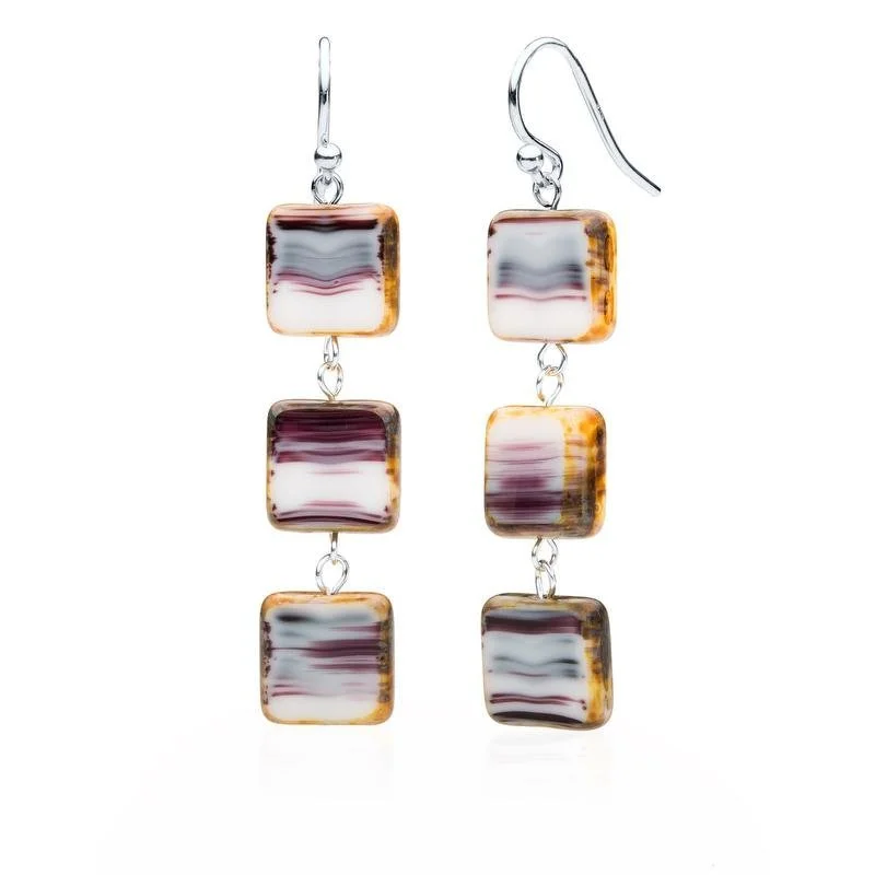 Drop Earrings for Prom Night -Wampalyke Glass Rectangle Beaded Drop Earrings