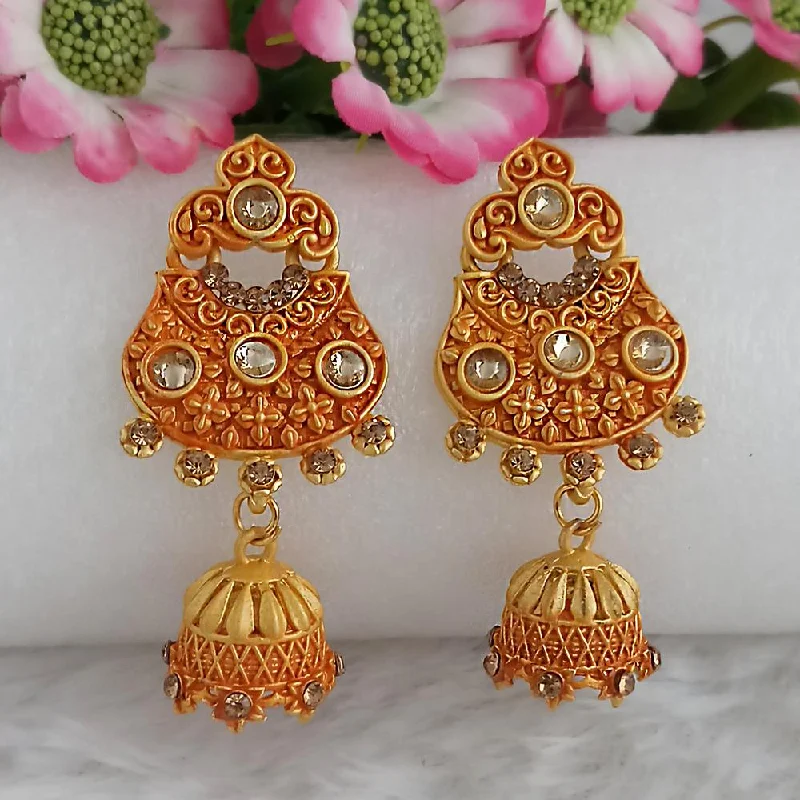 Drop Earrings for Concert Look -Woma Gold Plated Orange Dangler Meenakari Earrings - 1318064F