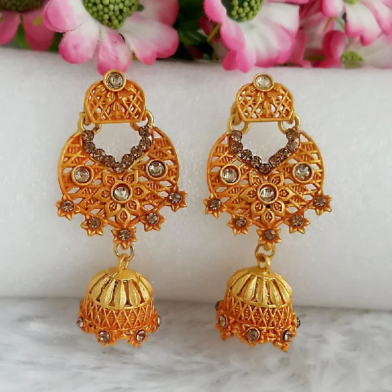 Drop Earrings for Office Wear -Woma Gold Plated Orange Dangler Meenakari Earrings - 1318065F