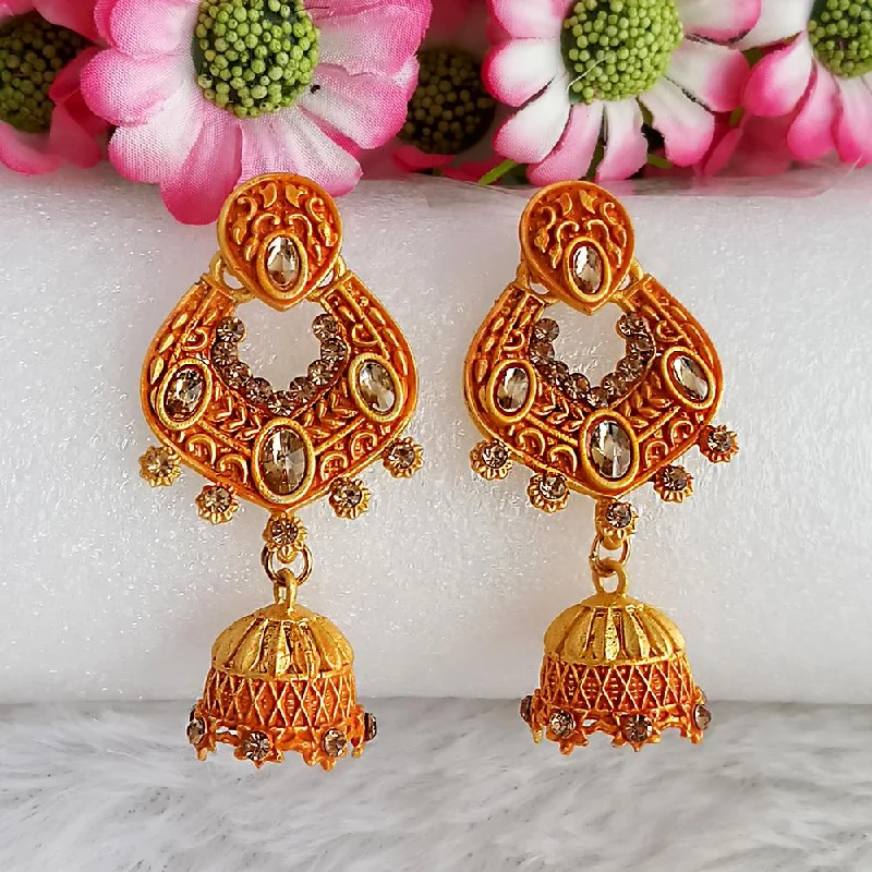 Drop Earrings for Christmas Party -Woma Gold Plated Orange Dangler Meenakari Earrings - 1318067F