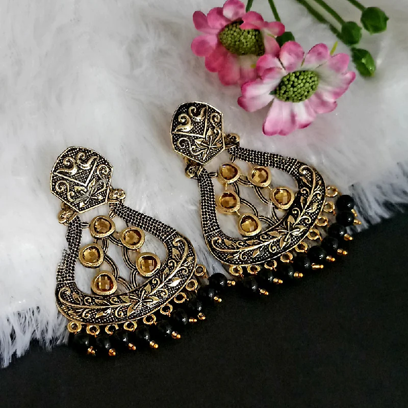 Punk Drop Earrings with Spikes -Woma Matte Meenakari Dangler Beads Drop Earrings