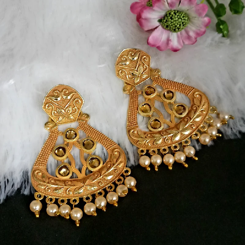 Ethnic Drop Earrings with Tribal Design -Woma Matte Yellow Meenakari Dangler Beads Drop Earrings