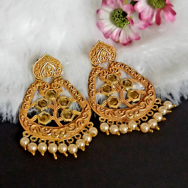 Screw Back Drop Earrings for Security -Woma Yellow Matte Meenakari Dangler Beads Drop Earrings