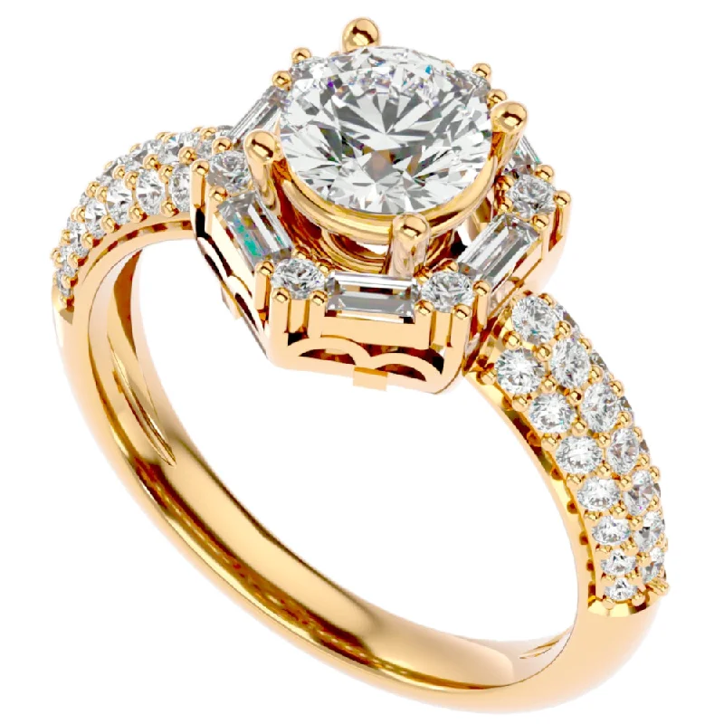 Gold rings with intricate celtic knot patterns -1 1/2Ct Diamond & Moissanite Accent Engagement Ring in 10k Gold