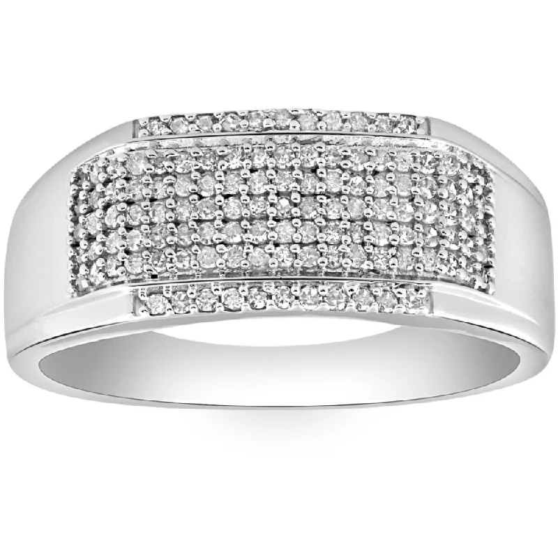 Rings with knot motifs for symbolic love -1/2Ct Men's Pave Diamond Ring in White Gold