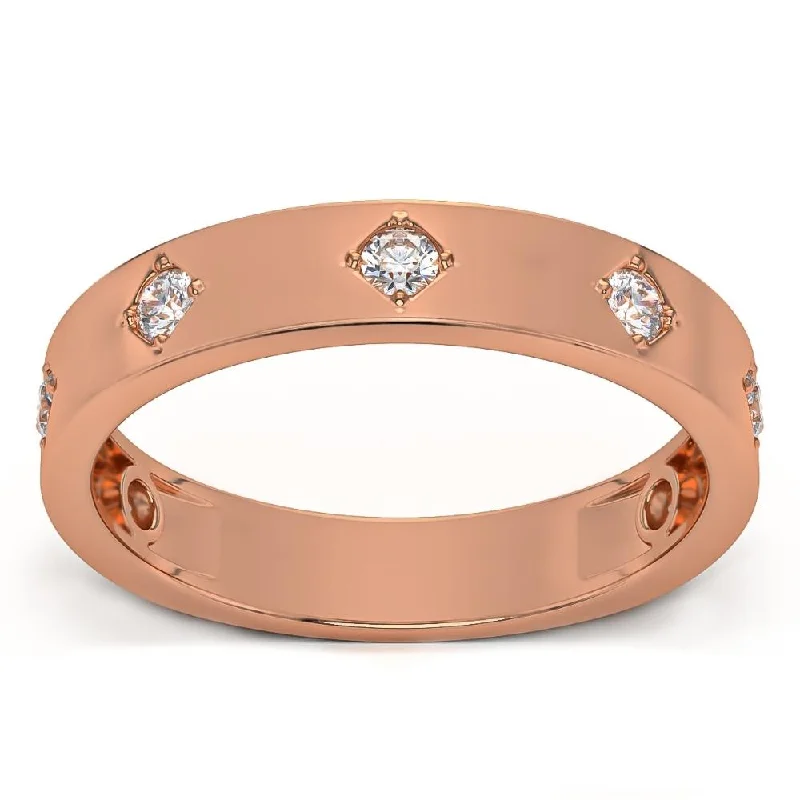 Rings with shield-shaped stones for boldness -1/4Ct Diamond Wedding Ring Anniversary Band in White, Yellow, or Rose Gold