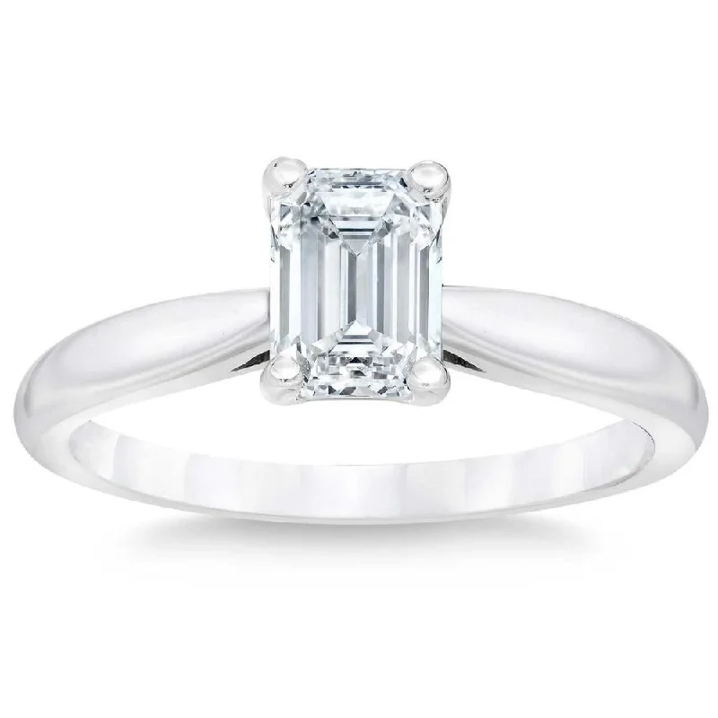 Rings with black diamond for striking contrast -1 5/8Ct Emerald Cut Diamond Engagement Ring 14k White or Yellow Gold Lab Grown