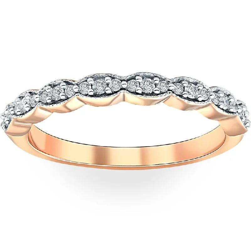 Rings with shield-shaped stones for boldness -1/5 cttw Diamond Stackable Womens Wedding Ring 14k Rose Gold