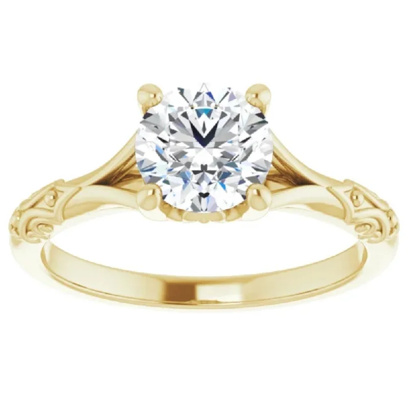 Rings with pink sapphire for delicate charm -1 Ct Solitaire Diamond Engagement Ring 14k Yellow Gold Lab Grown