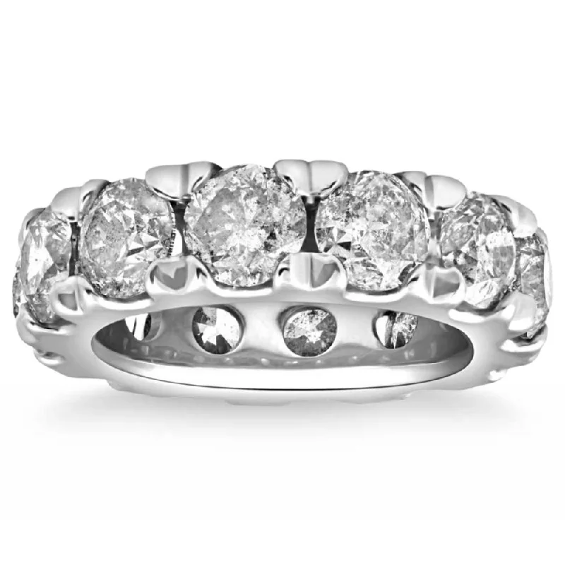 Rings with spiral designs for eye-catching twist -10 1/2 Carat (ctw) Natural Diamond Eternity ring in White Gold