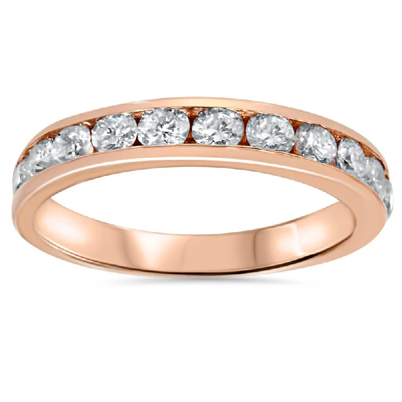 Rings with claw-set moonstone for mystique -3/4ct 10k Rose Gold Diamond Wedding Anniversary Ring