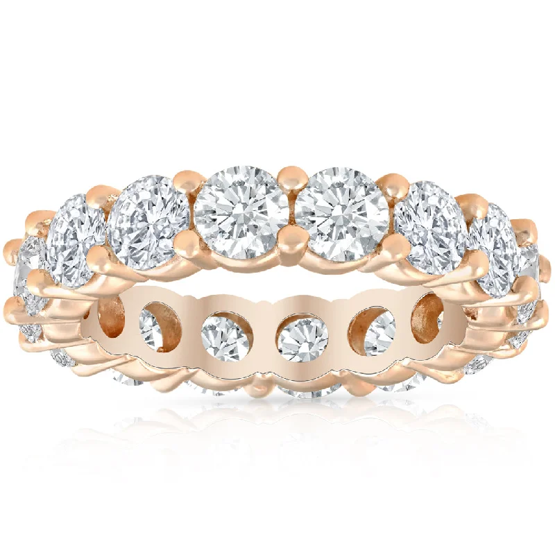 Rings with polished jade for smooth calm -4Ct Diamond Eternity Wedding Ring Lab Grown Diamond 14k Rose Gold