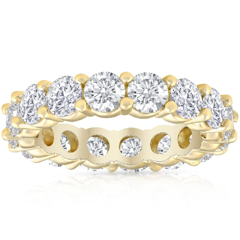 Stackable rings with mixed metal finishes -4Ct Diamond Eternity Wedding Ring Lab Grown Diamond 14k Yellow Gold