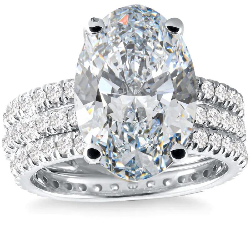 5 1/2Ct Oval Diamond Engagement Eternity Wedding Ring Set White Gold Lab Grown