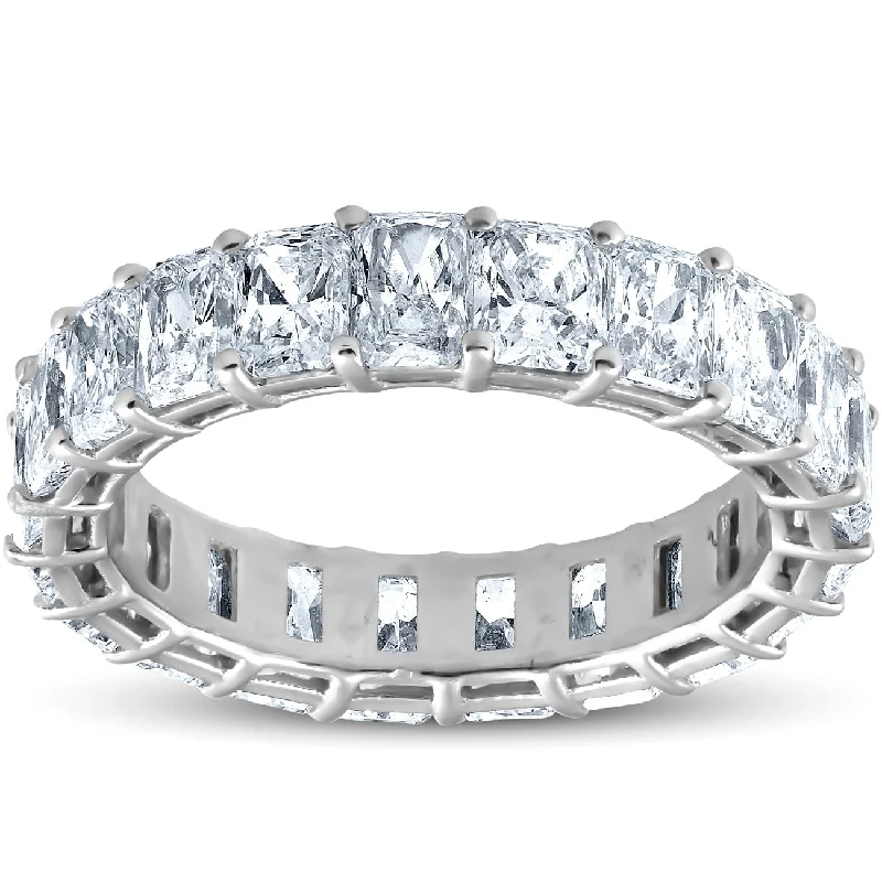 Rings with shield-shaped stones for boldness -5Ct Radiant Cut Diamond Platinum Eternity Ring