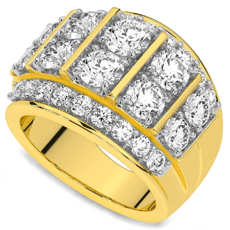 Rings with pink sapphire for delicate charm -7Ct Diamond Mens Anniversary Ring in 10k Yellow Gold