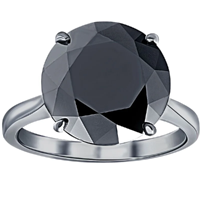 Rings with gothic-inspired skull motif details -8 Ct Black Moissanite Solitaire Engagement Ring 10k Black Gold