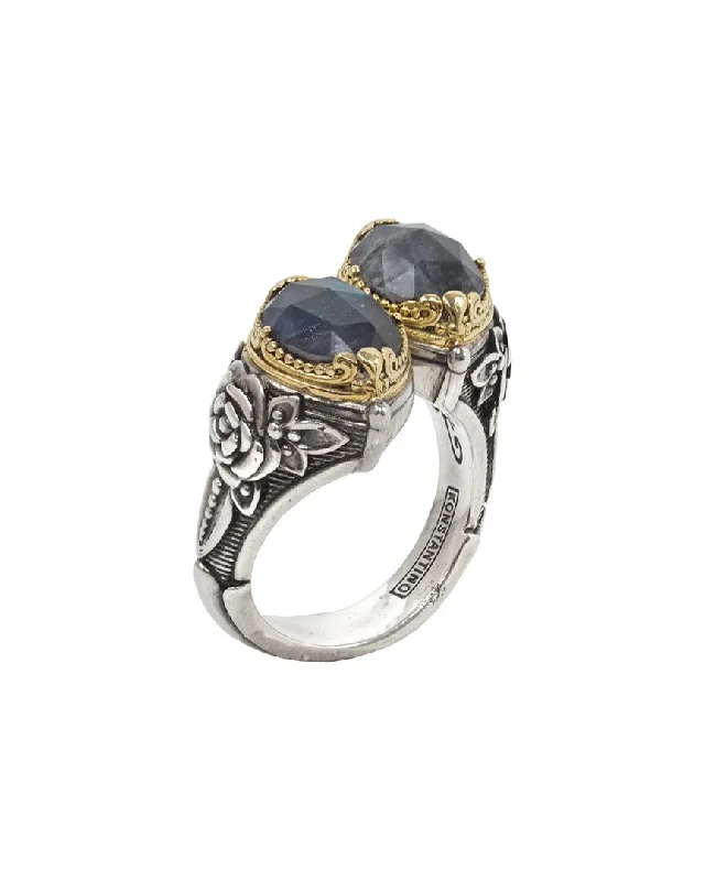 Rings with starburst topaz for radiant beauty -Konstantino 18K & Silver Spectrolite Ring