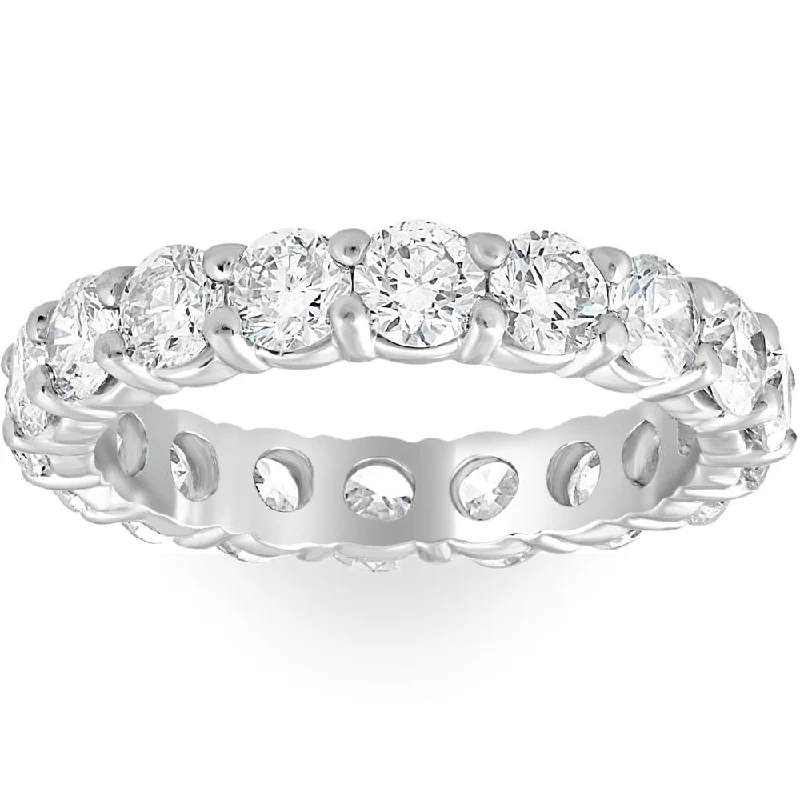 Rings with adjustable bands for perfect fit -Platinum 3Ct Diamond Eternity Wedding Ring Lab Grown