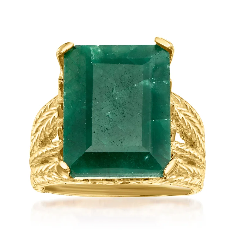 Rings with rainbow moonstone for color play -Ross-Simons Emerald Multi-Row Ring in 18kt Gold Over Sterling