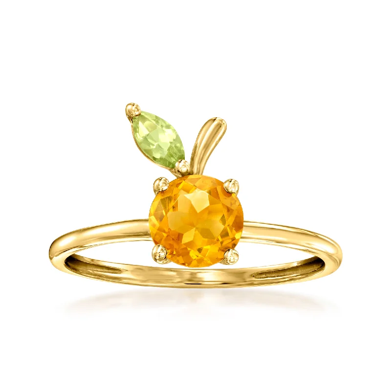 Gold rings with intricate celtic knot patterns -RS Pure by Ross-Simons Citrine and . Peridot Peach Ring in 14kt Yellow Gold