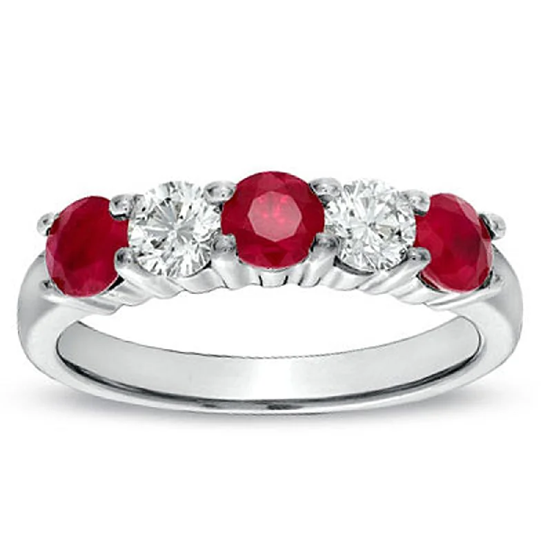 Simple rings with polished black onyx shine -Suzy Levian 14k Gold Red Ruby & White Diamond Accent Ring