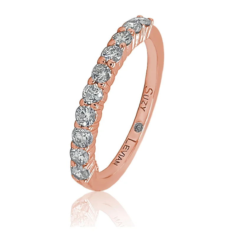 Rings with spiral ruby for bold twist -Suzy Levian 14K Rose Gold 1/2 cttw Diamond Eternity Half Band