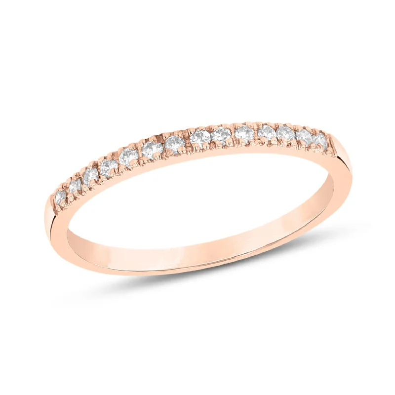 Rings with vine-wrapped bands for nature -Suzy Levian 14k Rose Gold & White Diamond Half Eternity Ring