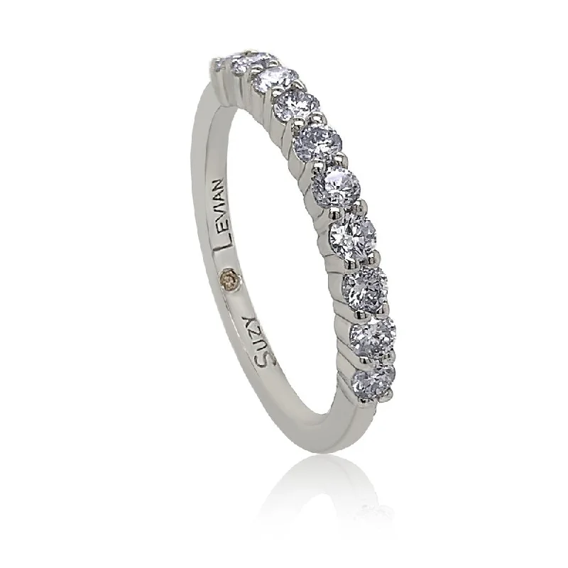 Rings with wave patterns for ocean vibes -Suzy Levian 14K White Gold 0.50 cttw Diamond Eternity Half Band