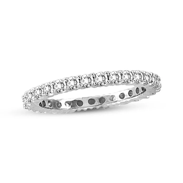 Rings with hematite for sleek metallic sheen -Suzy Levian 14K White Gold 1/2 ct TDW Diamond Eternity Band Ring