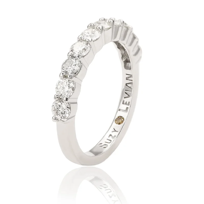 Rings with matte gold for subtle luxury -Suzy Levian 14K White Gold 1 cttw Diamond Eternity Half Band