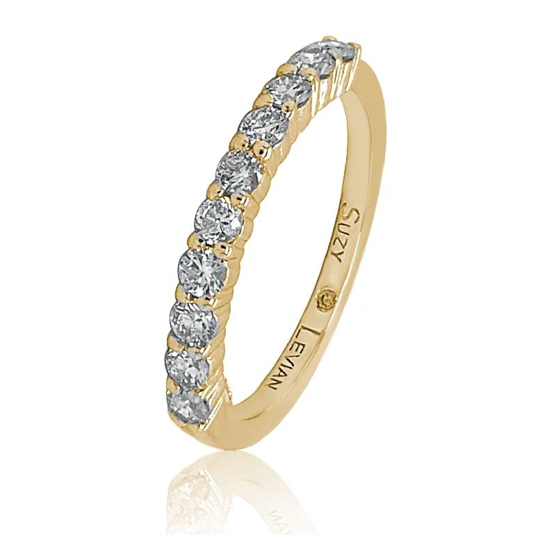 Rings with infinity loops for timeless love -Suzy Levian 14K Yellow Gold 1/2 cttw Diamond Eternity Half Band