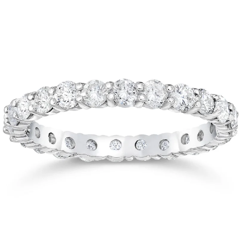 Rings with rainbow moonstone for color play -1 1/2 Ct Diamond Eternity Ring Women's Stackable 14k White Gold Band Lab Grown