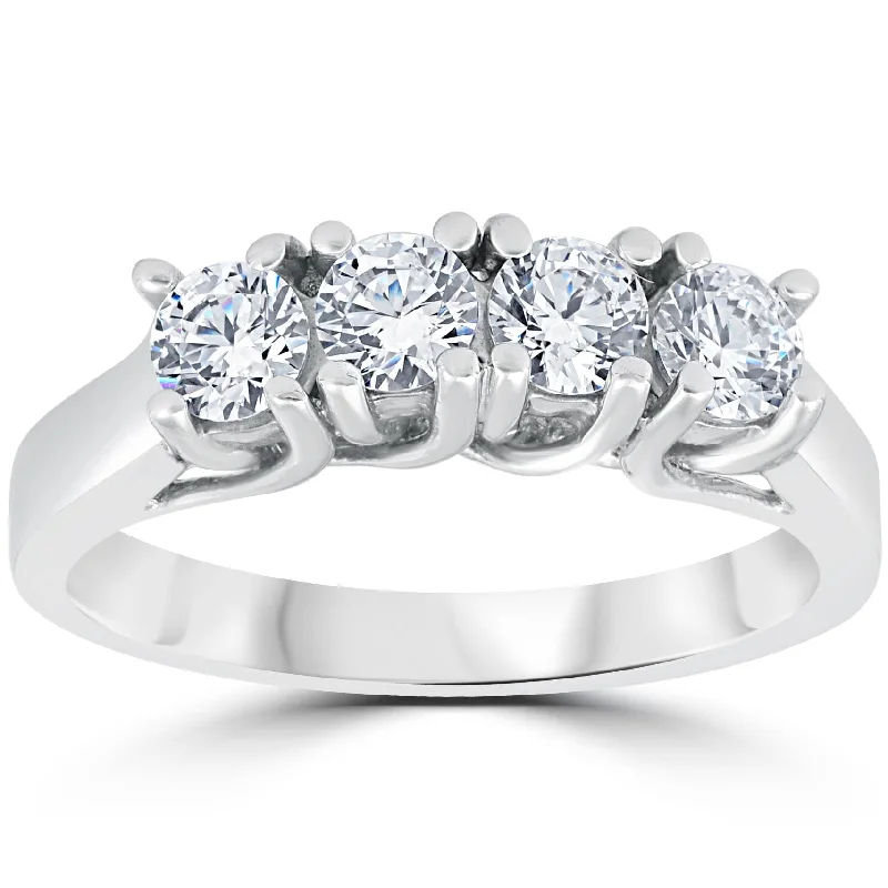 Rings with vintage claw prongs for elegance -1 1/2ct Diamond Wedding Ring Enhancer 14K White Gold