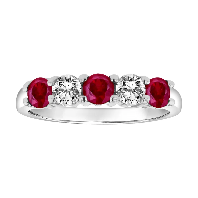 Rings with birthstone clusters for personalization -1.26cttw Natural Heated Ruby and Diamond Ring set in 14k Gold