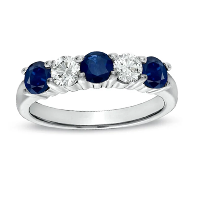 Stackable rings with mixed metal finishes -1.26cttw Sapphire and Diamond Ring set in 14k Gold